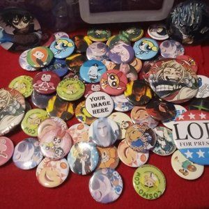 Custom Pinback Buttons Personalized Buttons Anime Manga Videogame Pin Bundle 10!